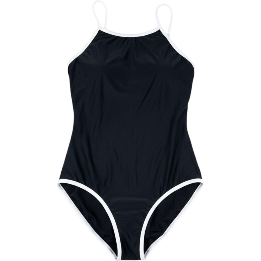 Unbranded High Neck One Piece Swimsuit Strappy Back Black White Trim Womens L